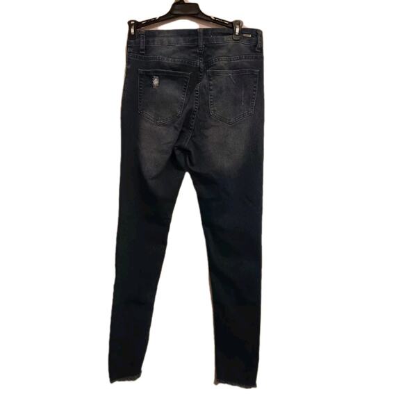 AQ Jeans, Junior Sz 7, Floral Embroidered Patch Fringe Skinny, Retro Timeless - Picture 5 of 8